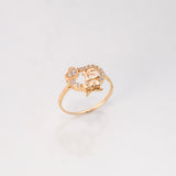 Anillo Corazón Con Moño 15s 1.85gr / T7 / Circones Blancos Oro Amarillo $