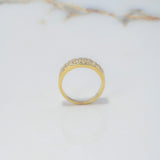 Anillo Rustico Lineas 5.45gr / T7 1/2 / Circones Blancos Oro Amarillo $