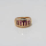 Anillo Rustico 8.2gr / T5 1/4 / Circones Blancos Fucsias Oro Amarillo $