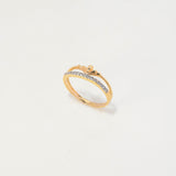 Anillo Tiara Dos Lineas 1.8gr / T6 1/2 / Circones Blancos Dos Oros Amarillo Blanco $