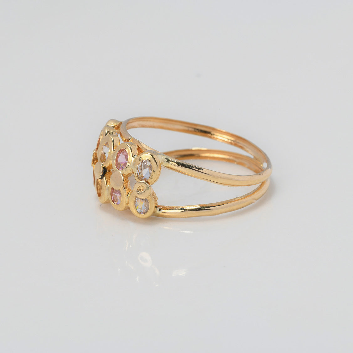 Anillo Ovalos 1.7gr / T7 3/4 / Circones Blancos Rosados Oro Amarillo $