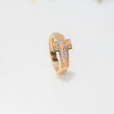 Anillo Cruz Cristo 5.15gr / T9 3/4 / Circones Blancos Tres Oros $