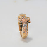 Anillo Cruz Cristo 5.15gr / T9 3/4 / Circones Blancos Tres Oros $