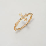 Anillo Cruz Bizantina 1.35gr / T5 1/2 / Circones Blancos Oro Amarillo $