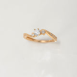 Anillo Solitario Lineas Invertidas 1.85gr / T6 1/4 / Circones Blancos Oro Amarillo $