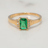 Anillo Solitario Halo 2.3gr / T6 1/4 / Circones Blancos Verdes Oro Amarillo $