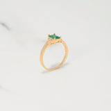 Anillo Solitario Halo 2.3gr / T6 1/4 / Circones Blancos Verdes Oro Amarillo $