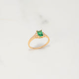 Anillo Solitario Halo 2.3gr / T6 1/4 / Circones Blancos Verdes Oro Amarillo $