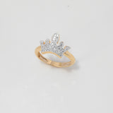 Anillo Corona 2.65gr / T6 1/2 / Circones Blancos Dos Oros Amarillo Blanco $