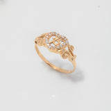 Anillo Corazon 15s 1.9gr / T6 1/4 / Circones Blancos Oro Amarillo $