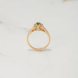 Anillo Flor 4.95gr / T8 / Circones Blancos Verdes Oro Amarillo $