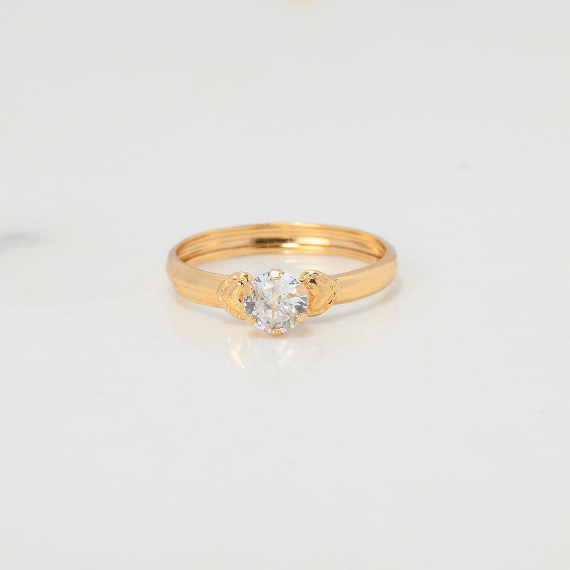 Anillo Solitario Corazones 1.05gr / T6 1/4 / Circon Blanco Oro Amarillo $