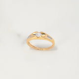 Anillo Solitario Tunel 2.1gr / T6 1/2 / Circones Blancos Dos Oros Amarillo Blanco $