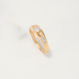 Anillo Solitario Tunel 2.1gr / T6 1/2 / Circones Blancos Dos Oros Amarillo Blanco $