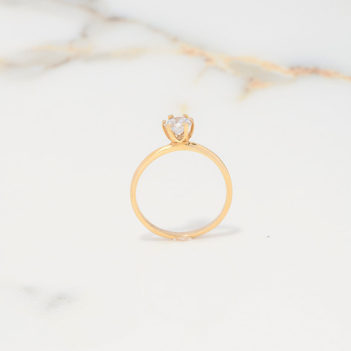 Anillo Solitario 1.7gr / T6 1/4 / Circon Blanco Oro Amarillo $