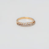 Anillo Doble Linea 2.2gr / T6 1/2 / Circones Blancos Oro Amarillo $