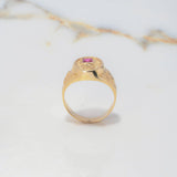 Anillo Sello Pre Colombino 6.4gr / T10 / Grabado Circon Fucsia Oro Amarillo $