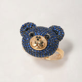 Anillo Oso 8.3gr / T8 / Circones Azules Negros Oro Amarillo $