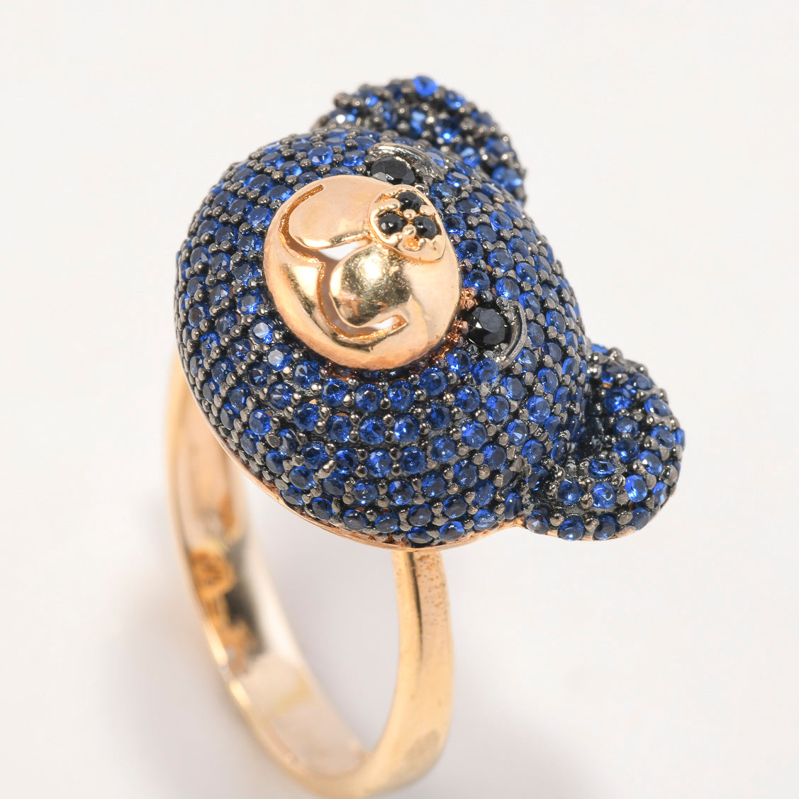 Anillo Oso 8.3gr / T8 / Circones Azules Negros Oro Amarillo $