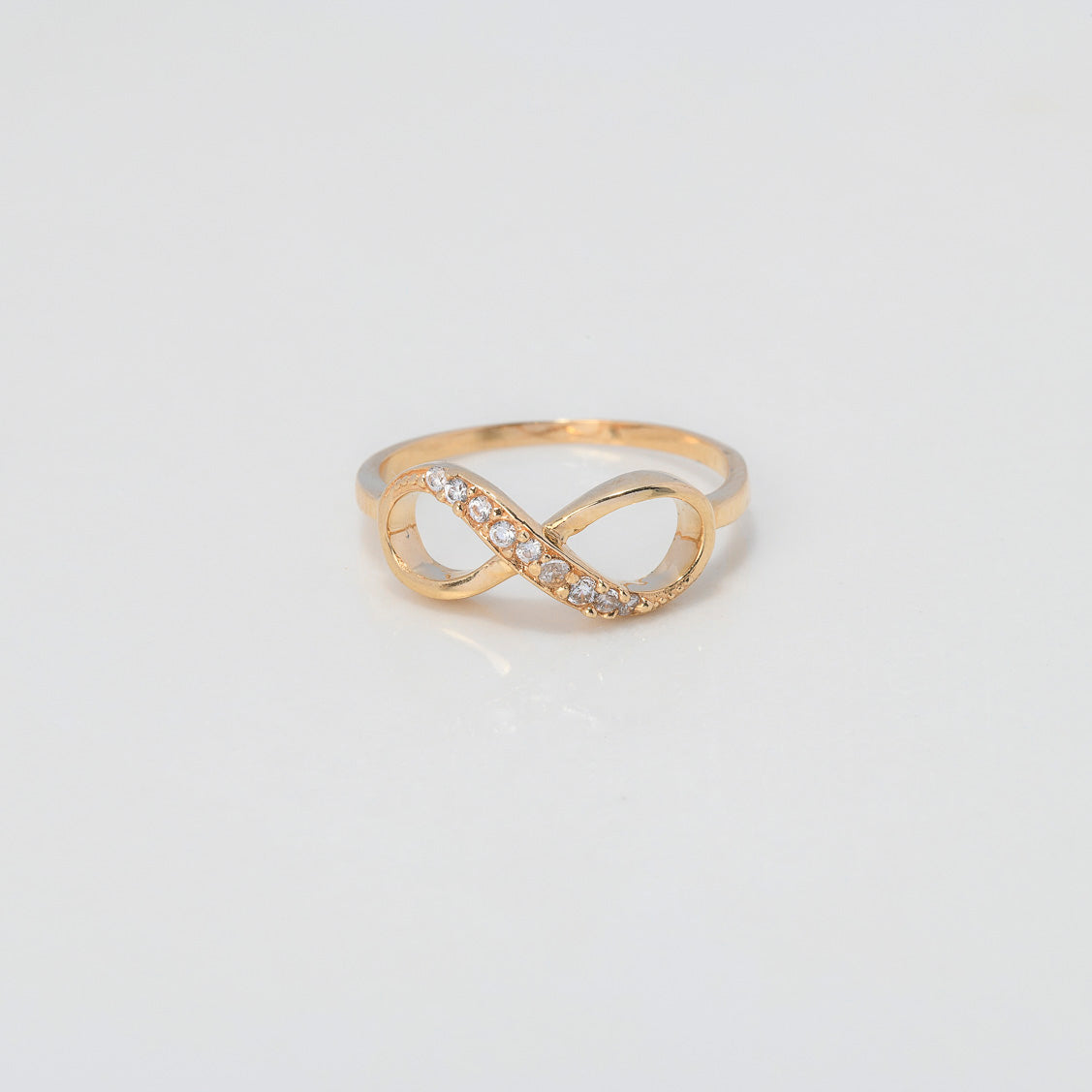 Anillo Infinito 2.1gr / T6  / Circones Blancos Oro Amarillo $