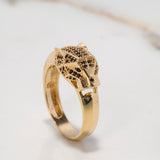 Anillo Pantera 7.2gr / T10 3/4 / Circones Negros Oro Amarillo $