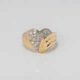 Anillo Corazon 5.2gr / T7 1/4 / Ola Circones Blancos Oro Amarillo $