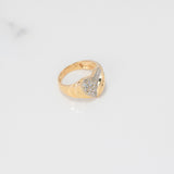 Anillo Corazon 5.2gr / T7 1/4 / Ola Circones Blancos Oro Amarillo $