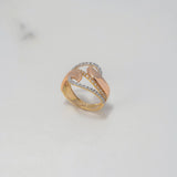 Anillo Olas 5.35gr / T7 3/4 / Circones Blancos Tres Oros $