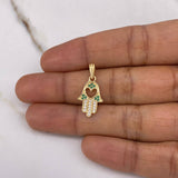 Dije Mano Hamsa 1.45gr / 2.5cm / Circones Blancos Verdes Oro Amarillo &