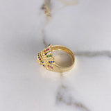 Anillo Indio 8.75gr / T9 1/2 / Circones Azules Verdes Fucsias Oro Amarillo $