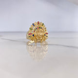 Anillo Indio 8.75gr / T9 1/2 / Circones Azules Verdes Fucsias Oro Amarillo $