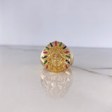 Anillo Rostro Indio 14.7gr / T11 1/2 / Circones Colores Oro Amarillo $