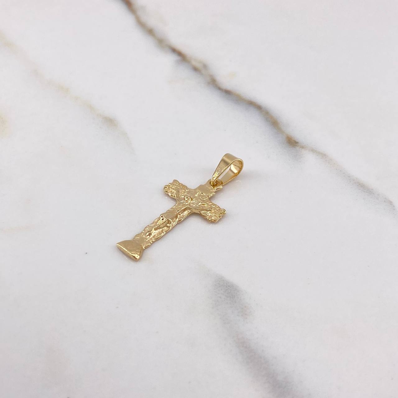 Dije Cruz Cristo 2.1gr / 3.5cm / Rustica Oro Amarillo $