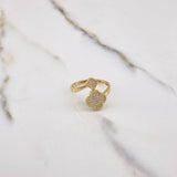 Anillo Trebol Doble 2.95gr / T7 / Circones Blancos Oro Amarillo $