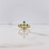 Anillo Cruz Tupida 2.45gr / T5 3/4 / Circones Blancos Verdes Oro Amarillo $