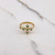 Anillo Cruz Tupida 2.45gr / T5 3/4 / Circones Blancos Verdes Oro Amarillo $