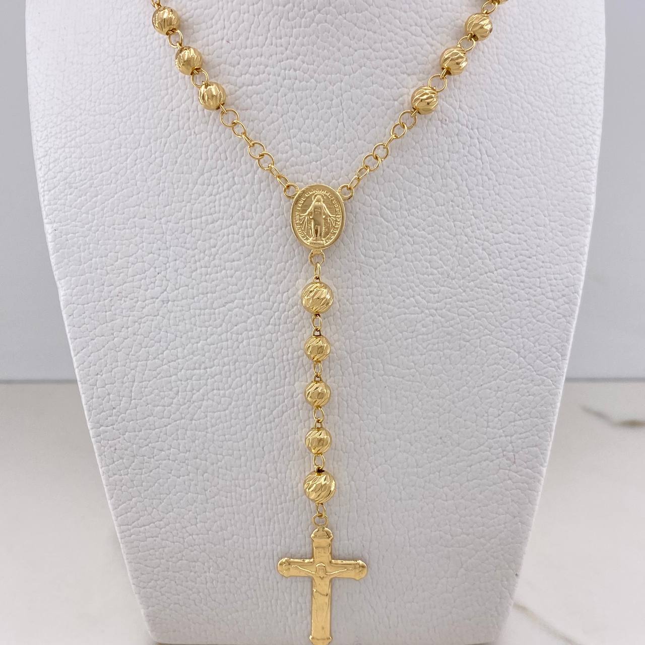 Rosario Virgen Del Carmen 18gr / 60cm / 5mm-6mm Bolas Diamantadas Oro Amarillo $