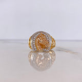 Anillo Herradura Caballo 8.2gr / T9 3/4 / Circones Blancos Tres Oros $