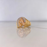 Anillo Herradura Caballo 7.45gr / T9 1/4 / Circones Blancos Tres Oros $