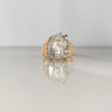 Anillo Herradura Caballo 11.05gr / T11 1/2 / Circones Blancos Dos Oros Blanco Rosa $