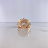 Anillo Correa Corona 12.15gr / T10 3/4 / Circones Blancos Dos Oros Blanco Rosa $