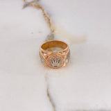 Anillo Correa Corona 12.15gr / T10 3/4 / Circones Blancos Dos Oros Blanco Rosa $