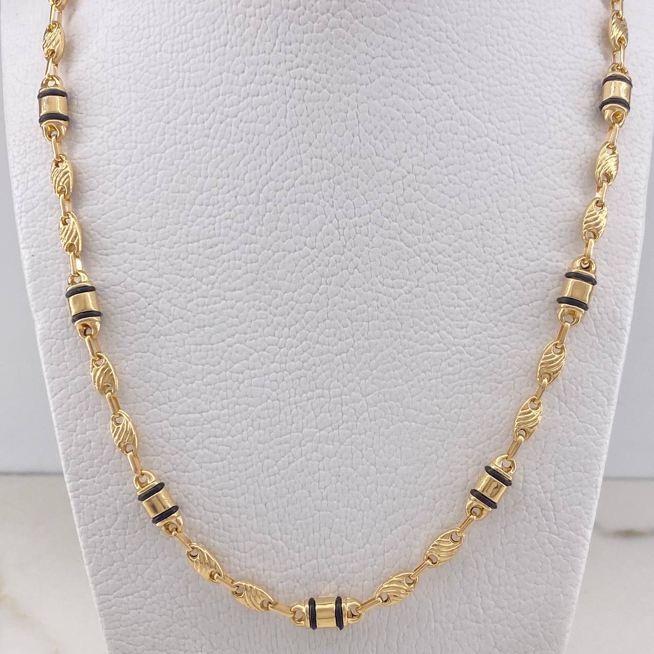 Cadena GC Diamantado 13.1gr / 60cm / 5mm Barril Cauchos Negros Oro Amarillo $