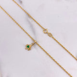 Cadena Lazo 1.10gr / 60cm + Dije Trebol Circon Verde 0.25gr / 1.5cm Oro Amarillo (Oferta) $