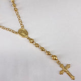 Rosario Virgen Milagrosa 15.05gr / 60cm / 4mm-5mm Bola Diamantada Oro Amarillo $