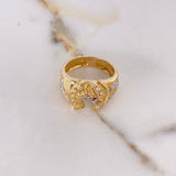 Anillo Herradura Caballo 7.2gr / T9 1/2 / Circones Blancos Dos Oros Amarillo Blanco $