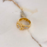 Anillo Herradura Caballo 7.2gr / T9 1/2 / Circones Blancos Dos Oros Amarillo Blanco $