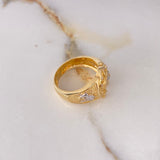 Anillo Herradura Caballo 7.2gr / T9 1/2 / Circones Blancos Dos Oros Amarillo Blanco $