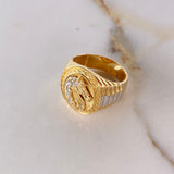 Anillo Sello Caballo 9.1gr / T10 / Ovalado Correa Dos Oros Amarillo Blanco $