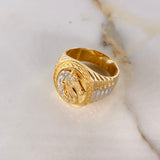 Anillo Sello Caballo 9.1gr / T10 / Ovalado Correa Dos Oros Amarillo Blanco $